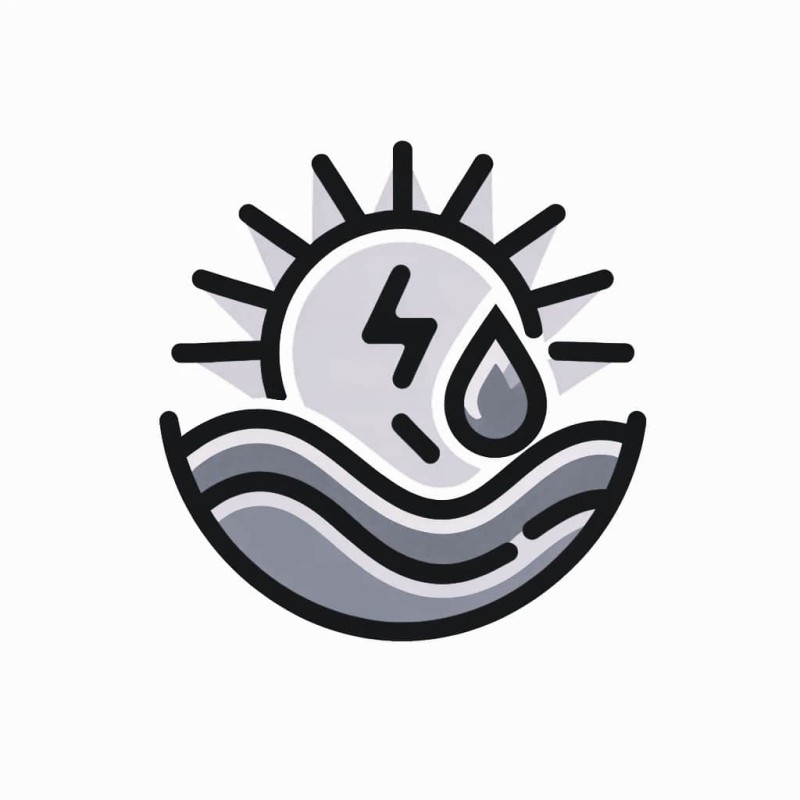 DALLE 2024 04 10 09.12.31 An icon that symbolizes both solar energy and hydropower for electricity generation. The design should be minimalistic and easily recognizable with min