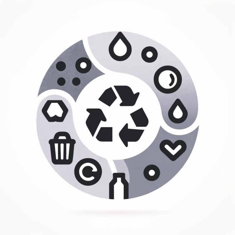 DALLE 2024 04 10 09.23.56 A reworked icon in a lively and colorful minimalist style that symbolizes the theme of recycling or recyclable waste with a Fo min
